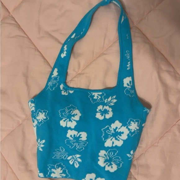 Blue Flower Glassons Halter Tank Top - Picture 1 of 1